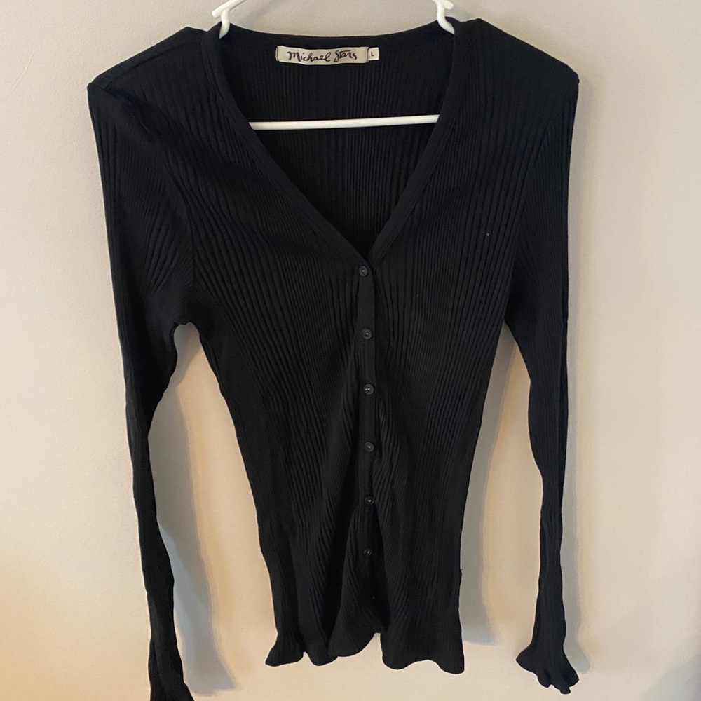 Black Long sleeve top large flouncy sleeves
